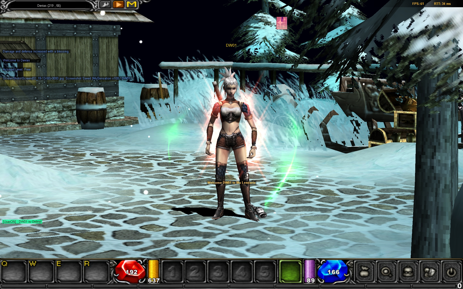 Personaje de MU Online en un escenario nevado